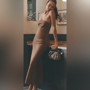 Anthropologie Strapless Brown Dress